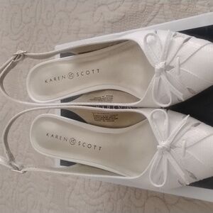White, size 7,  Karen Scott slingback heels
